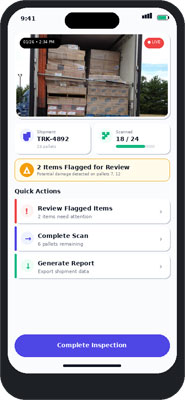 Inbound Freight Inspection App Screen